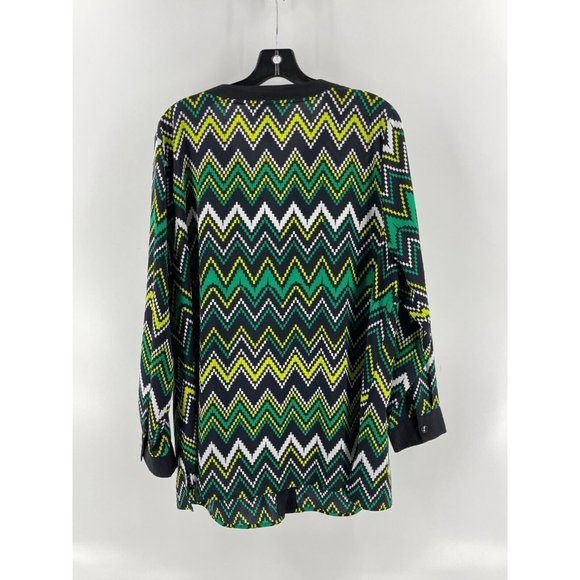 Catherines Women's Plus Long Sleeve Geometric Striped Top Shirt Size 1X 18/20W - Picture 8 of 13